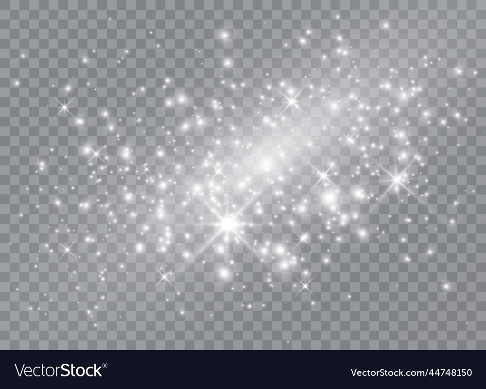 Light glow effect stars sparkles on transparent