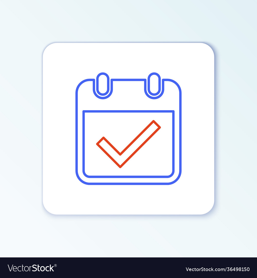 Line calendar with check mark icon isolated vector image Line calendar with check mark icon isolated