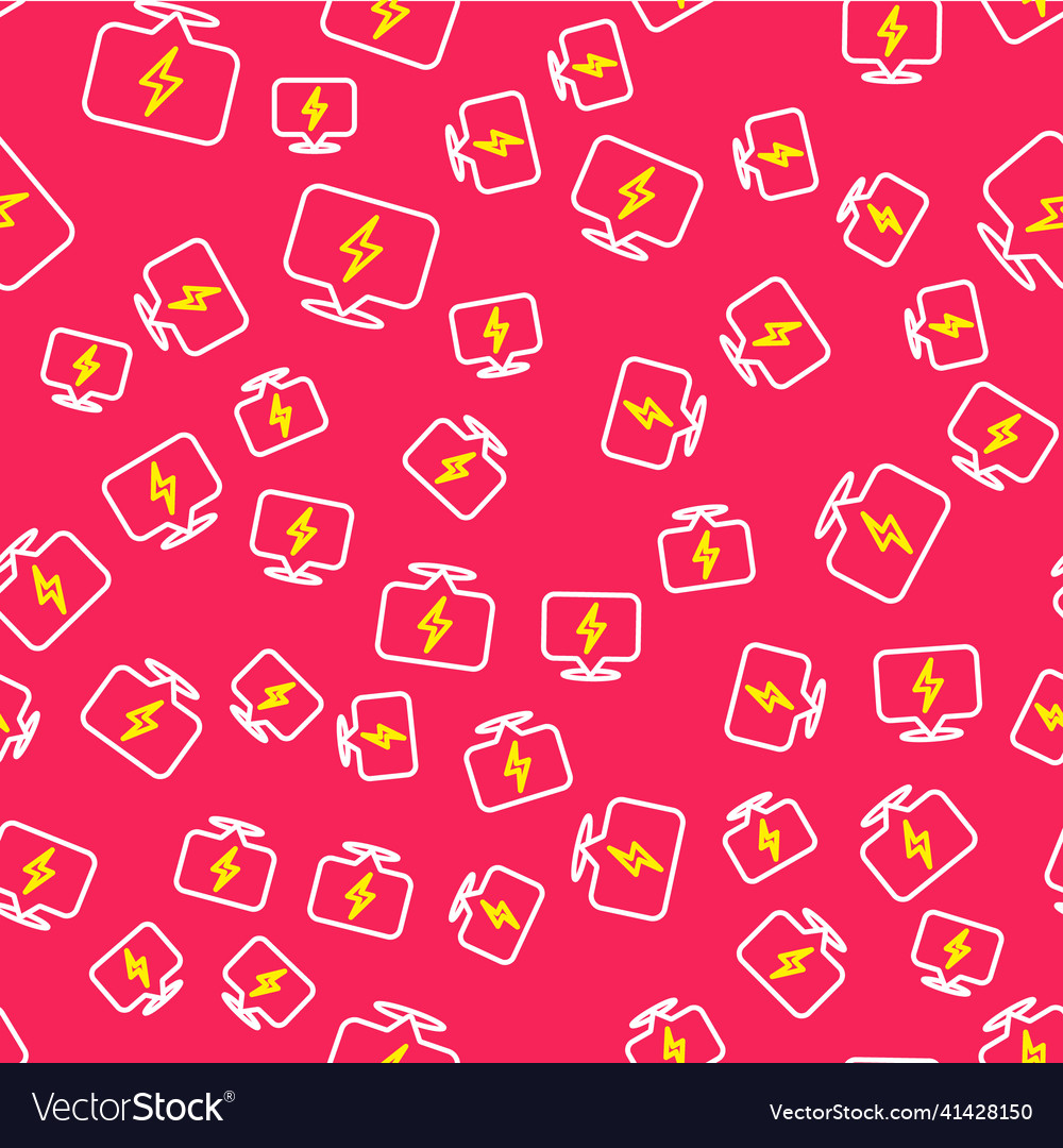 Line lightning bolt icon isolated seamless pattern