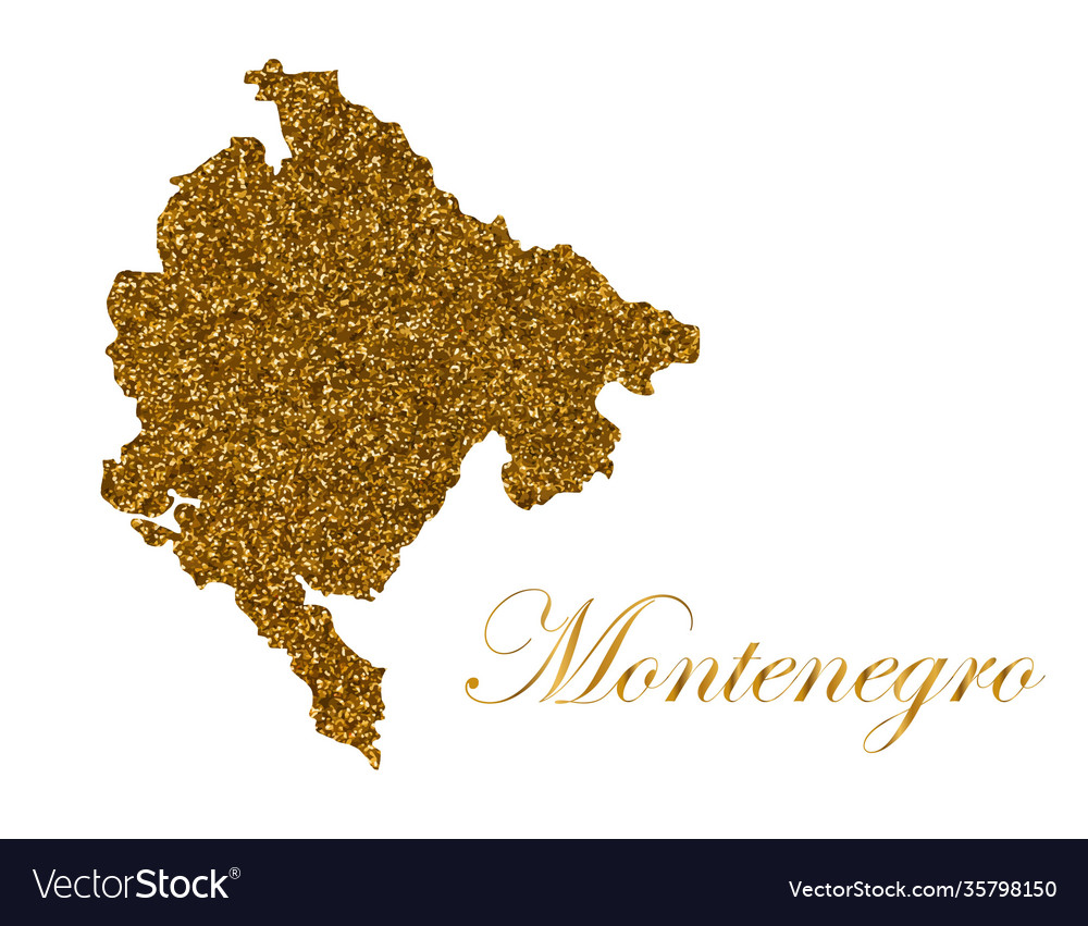 Map montenegro silhouette with golden glitter