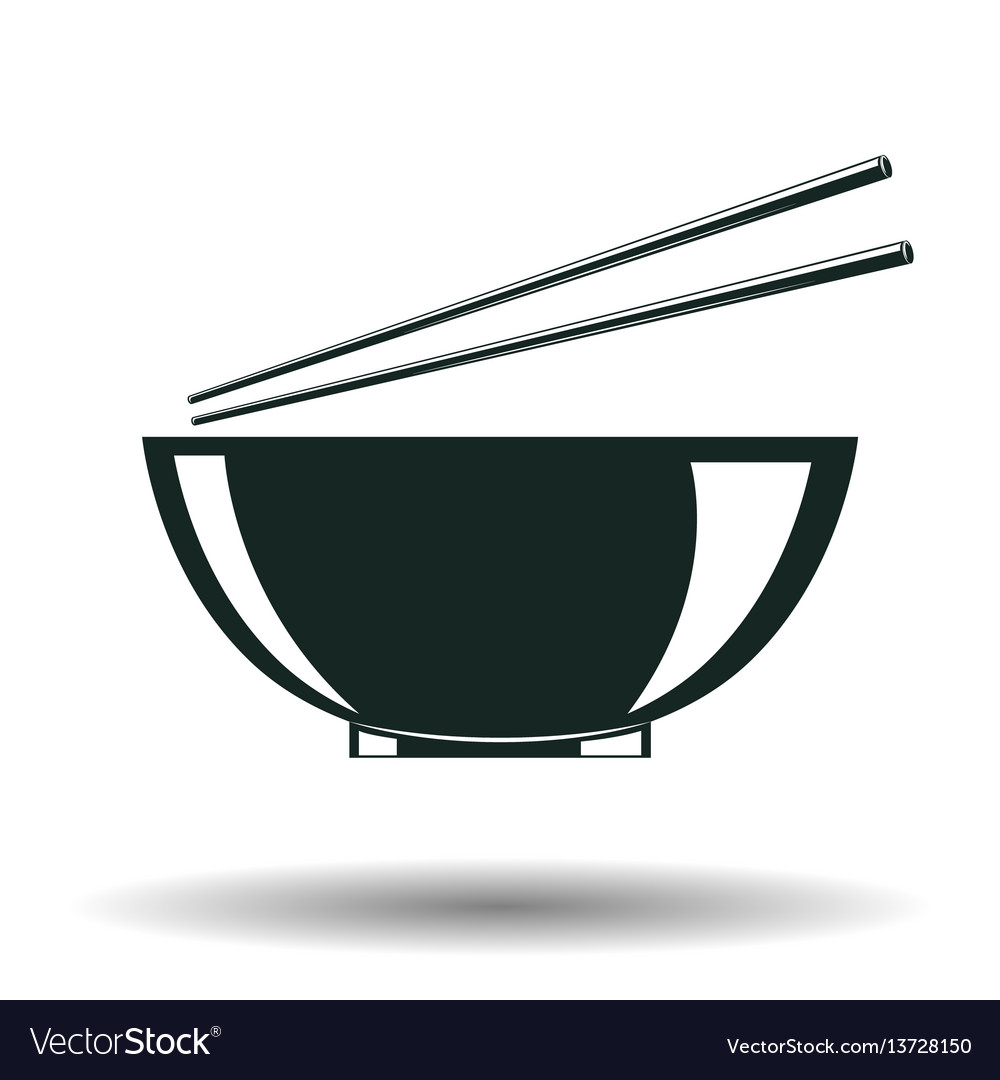 Monochrome japanese bowl sign Royalty Free Vector Image