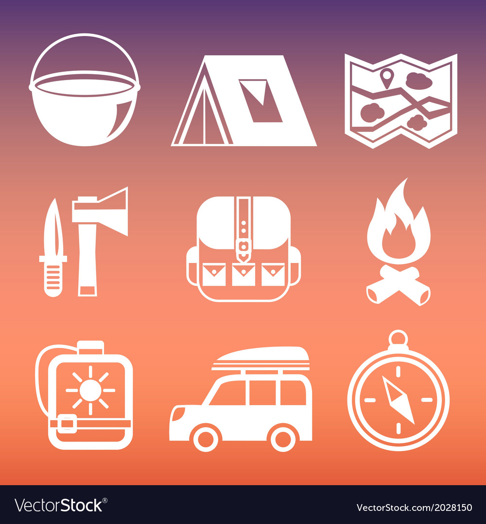 Outdoors camping pictograms collection Royalty Free Vector