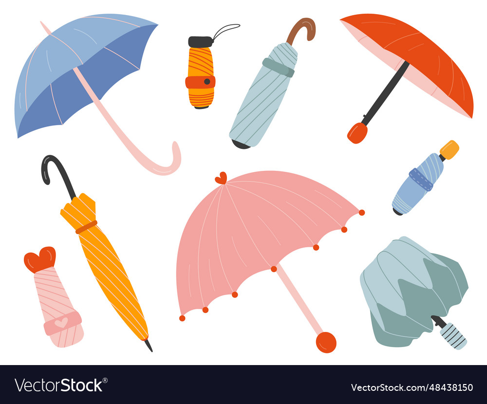 Set Of Different Umbrellas Royalty Free Vector Image