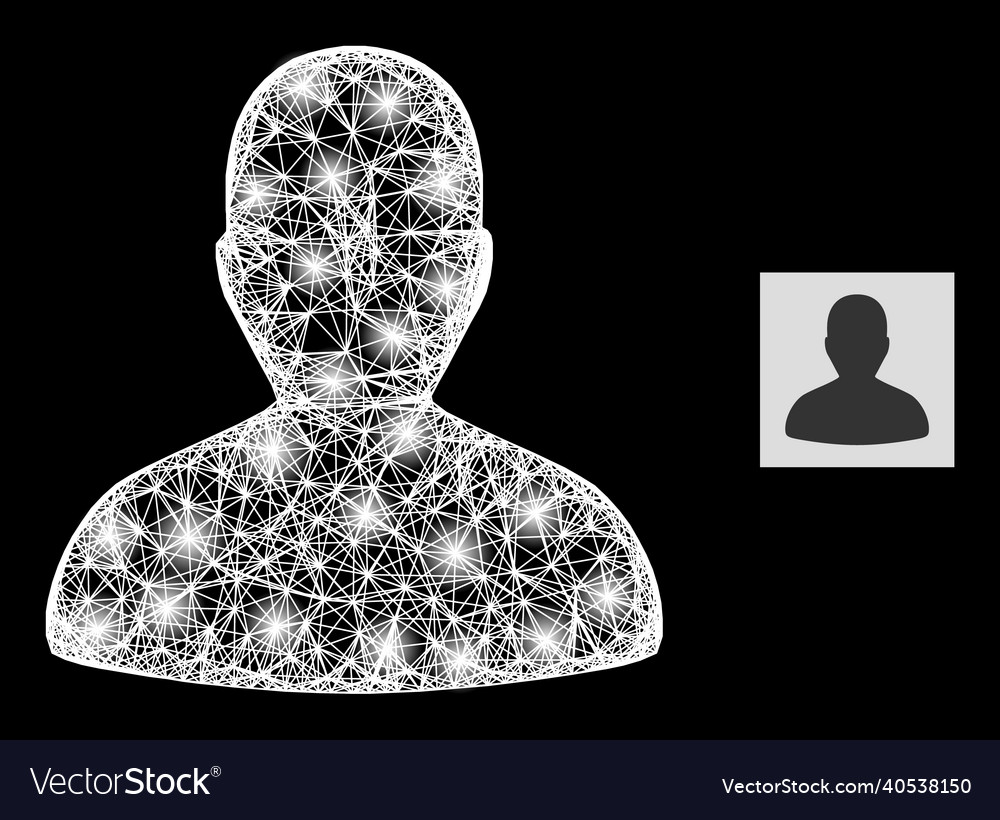 Shiny network mesh user icon with light spots vector image Shiny network mesh user icon with light spots