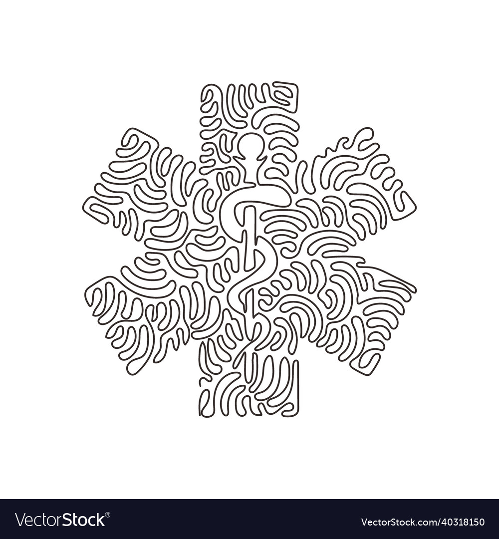 Einzelne kontinuierliche Linie Zeichnung medizinische Schlange vector image Einzelne kontinuierliche Linie Zeichnung medizinische Schlange