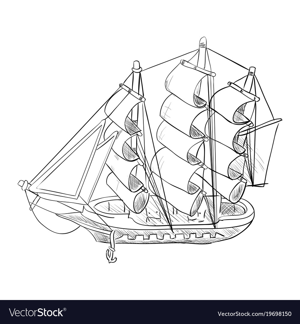 Sketch of ship model Royalty Free Vector Image