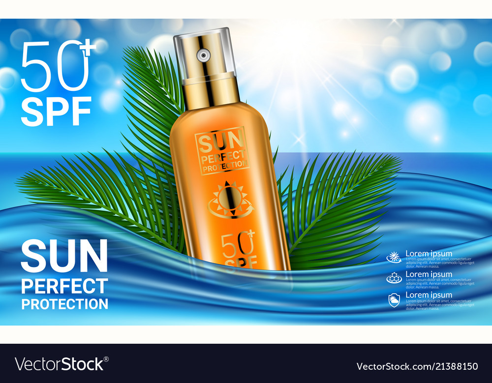 Sun protection sunscreen sprays tube Royalty Free Vector