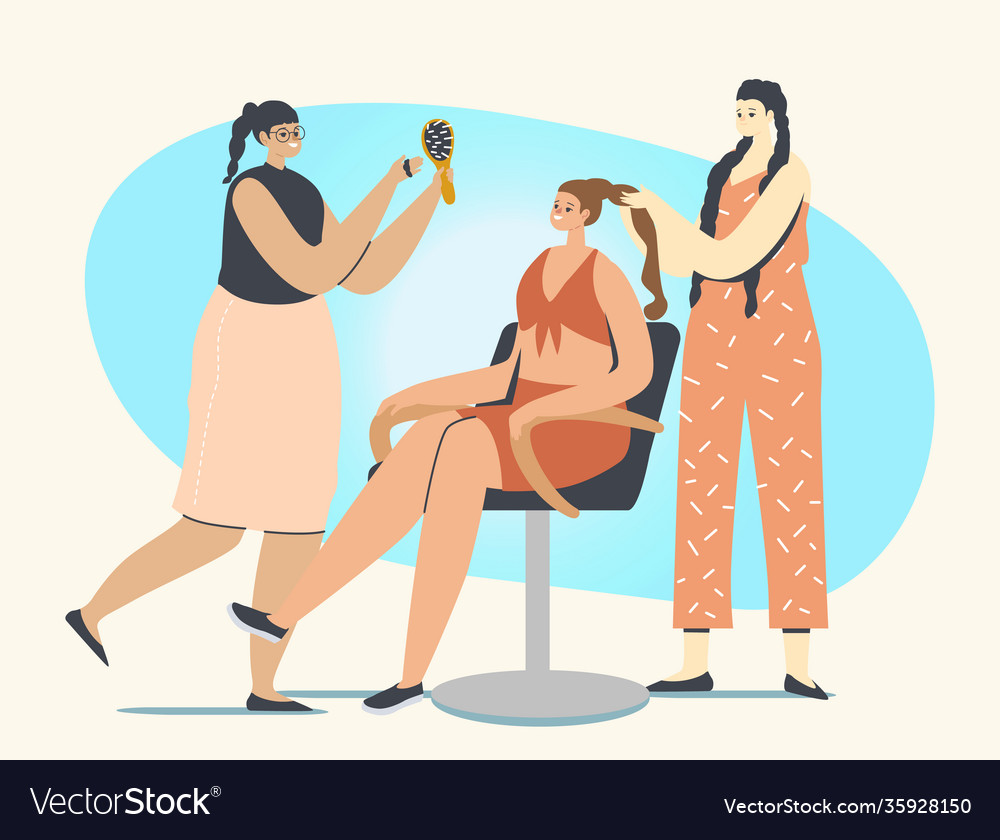 Woman visit beauty salon concept young masters Vector Image