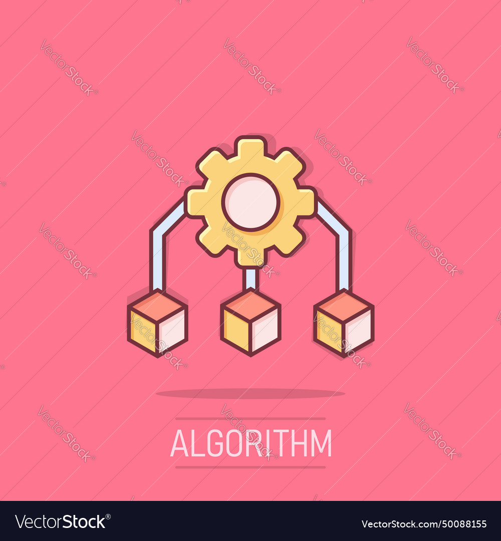 Api technology icon in comic style algorithm vector image Api technology icon in comic style algorithm