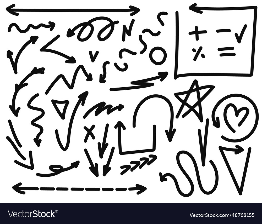 Arrows in line style of different shapes