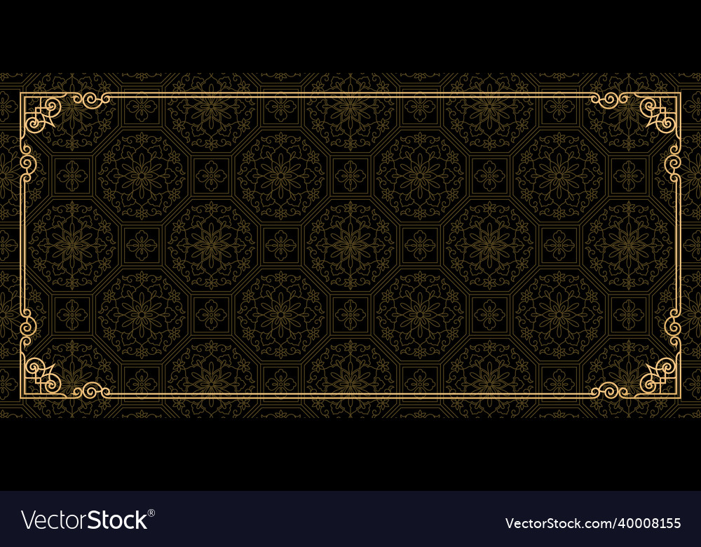 Black background with frame and patterns
