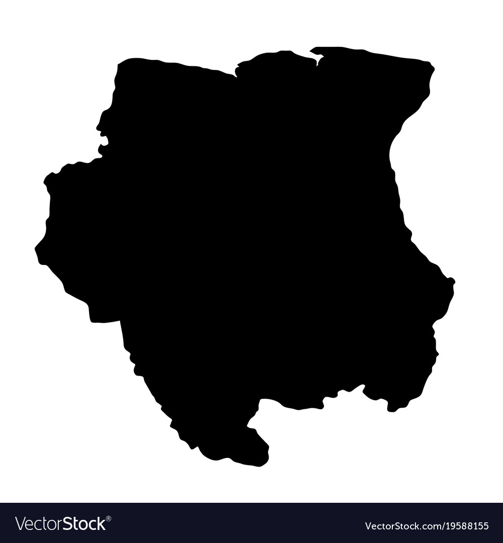 Black silhouette country borders map of suriname Vector Image