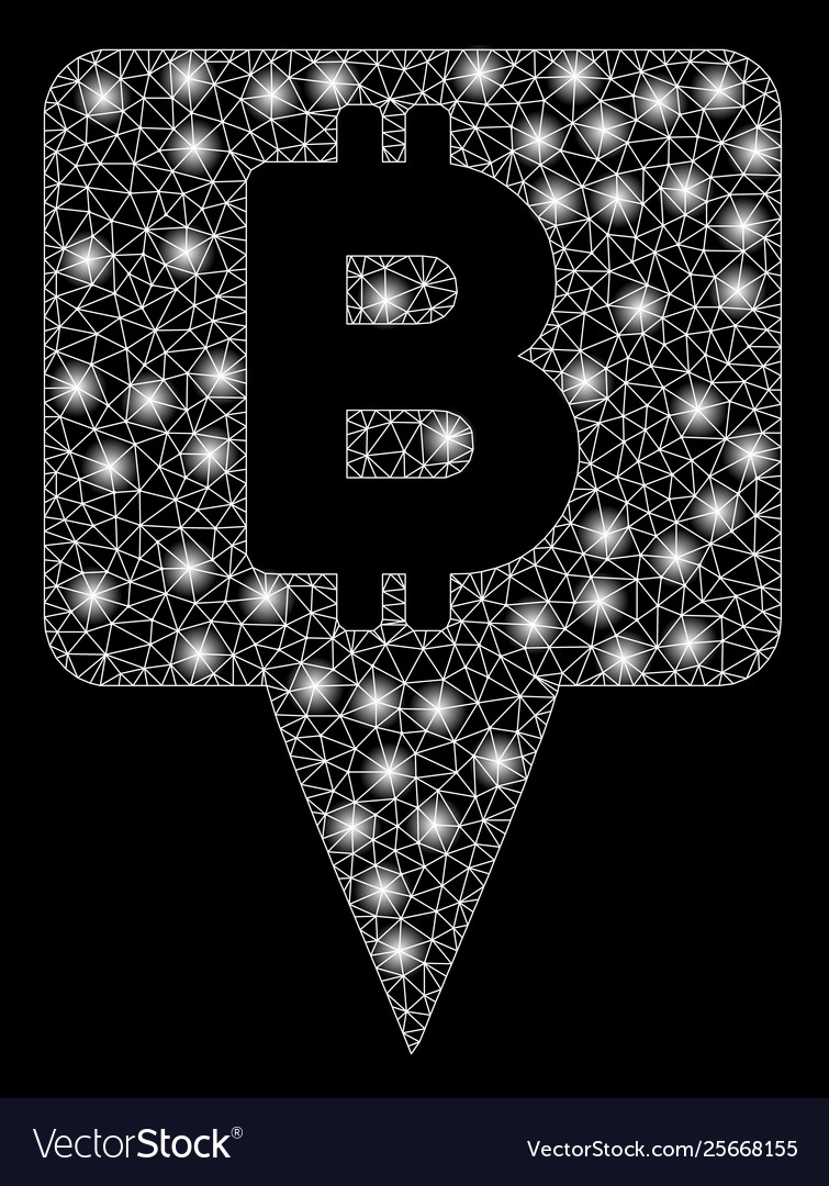 Bright mesh carcass bitcoin map pointer with light