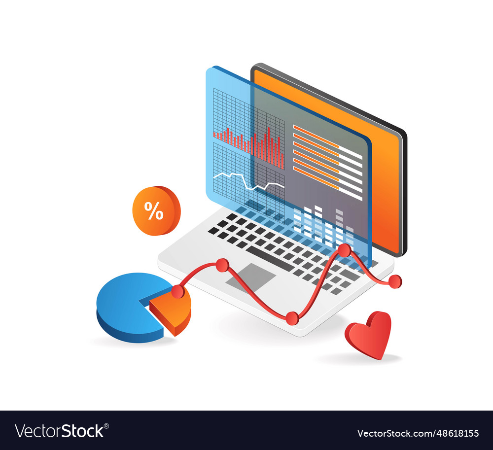 Business analysis data computer vector image Business analysis data computer