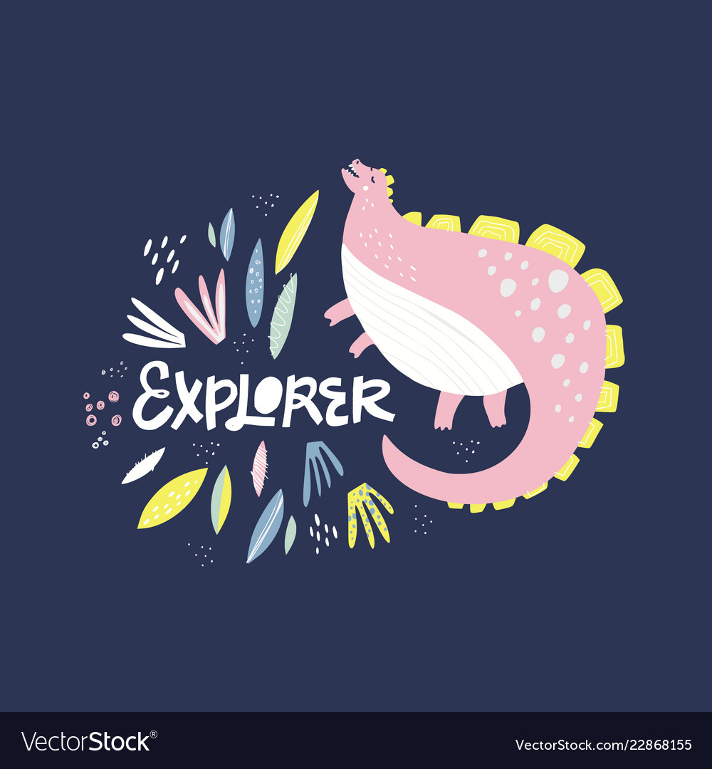 Cute dinosaur color flat hand drawn