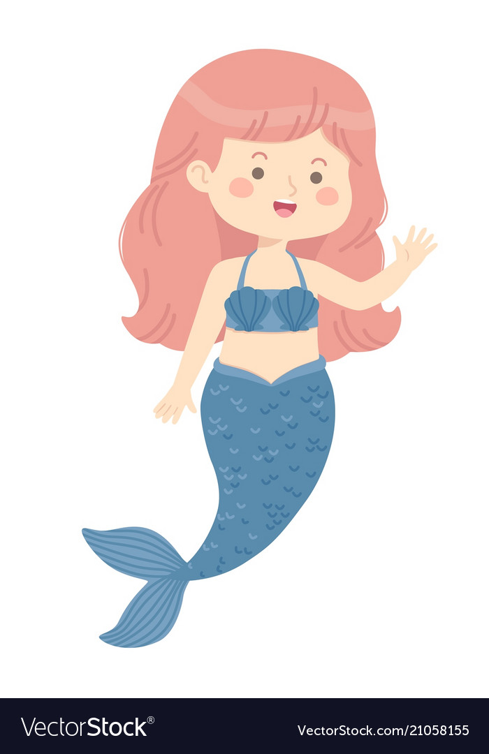 Cute mermaid girl blue cartoon Royalty Free Vector Image Cute mermaid girl blue cartoon Royalty Free Vector Image