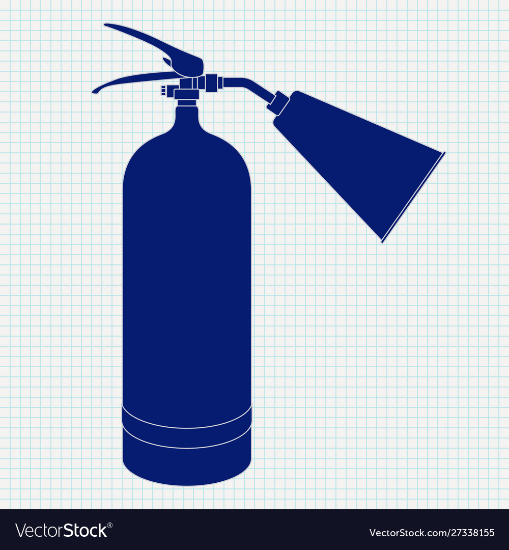 Fire extinguisher blue icon on lined paper