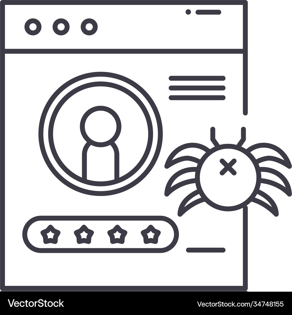 Malware icon linear isolated thin Royalty Free Vector Image