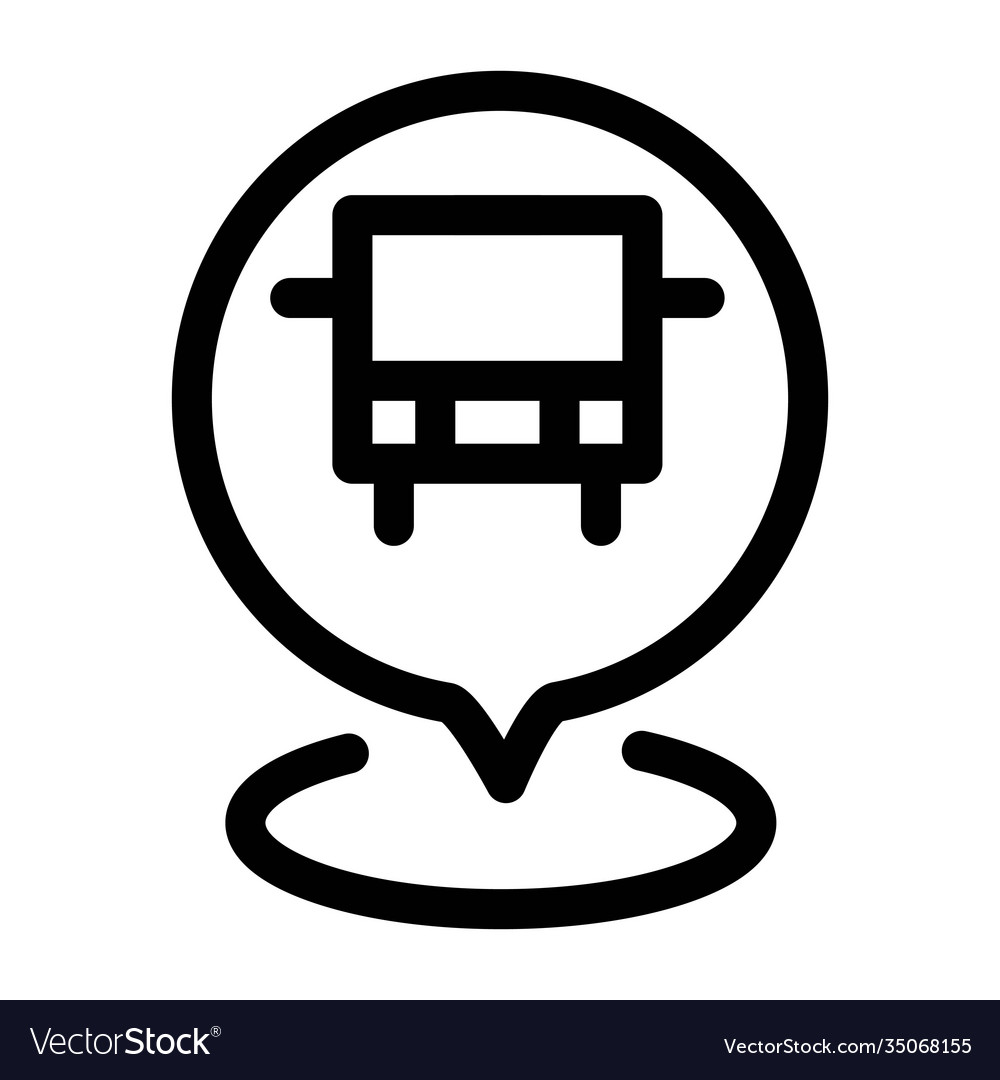 Map pin for bus station location icon in line Vector Image Map pin for bus station location icon in line