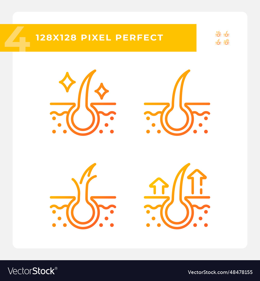 Pixel perfekte Gradienten Haarpflege Icons Set