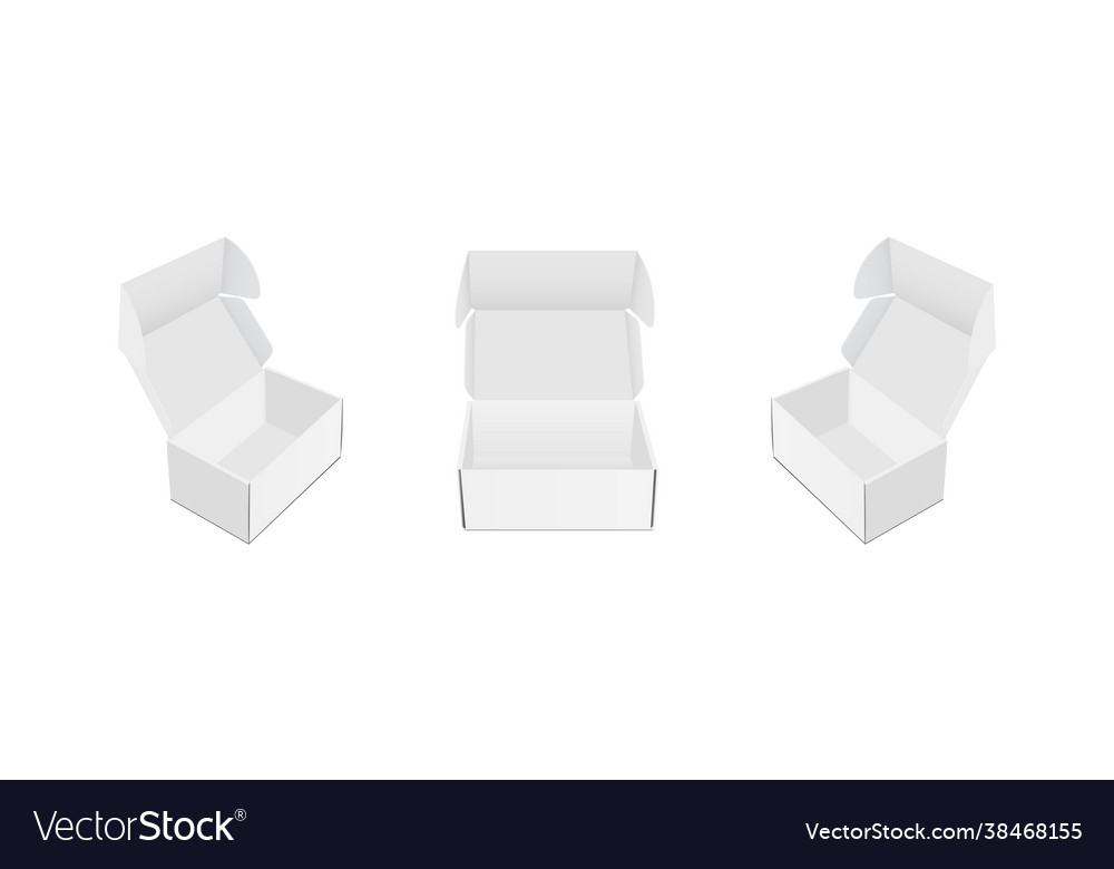Rectangular paper box with front and side views