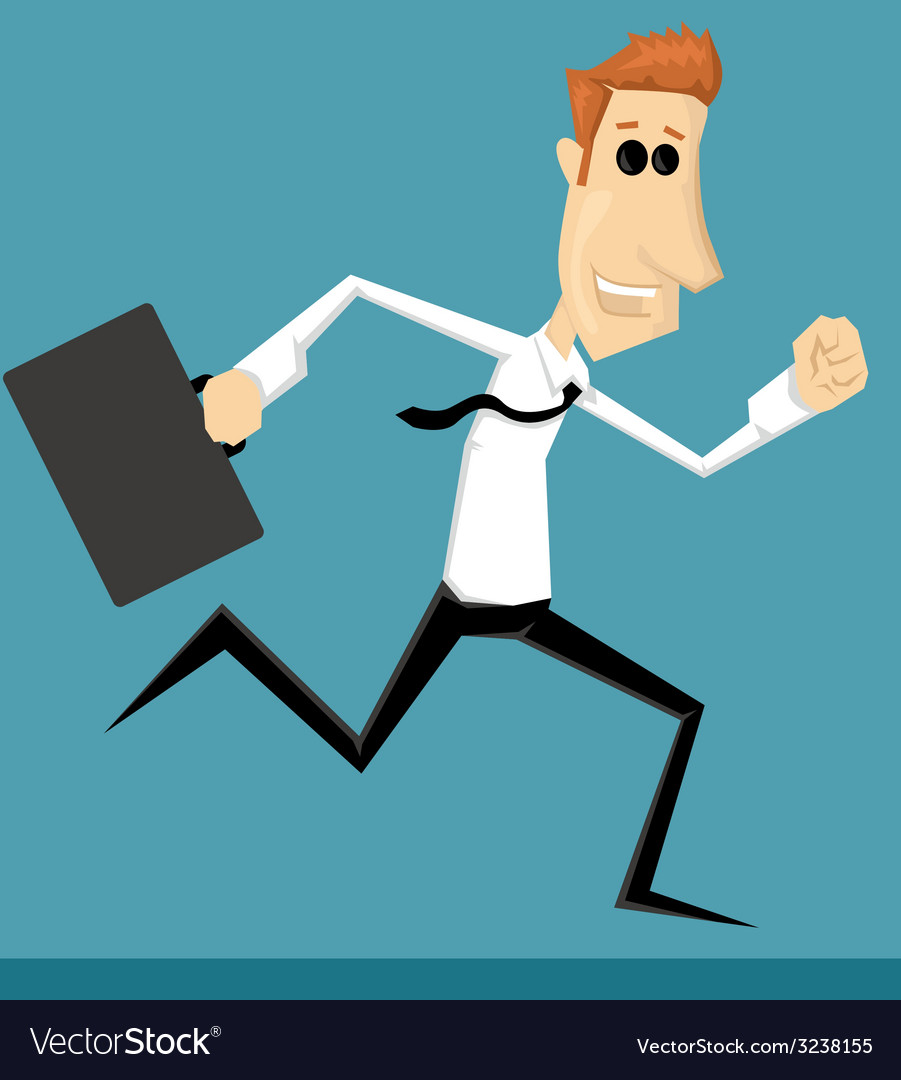 Running cartoon office worker Royalty Free Vector Image