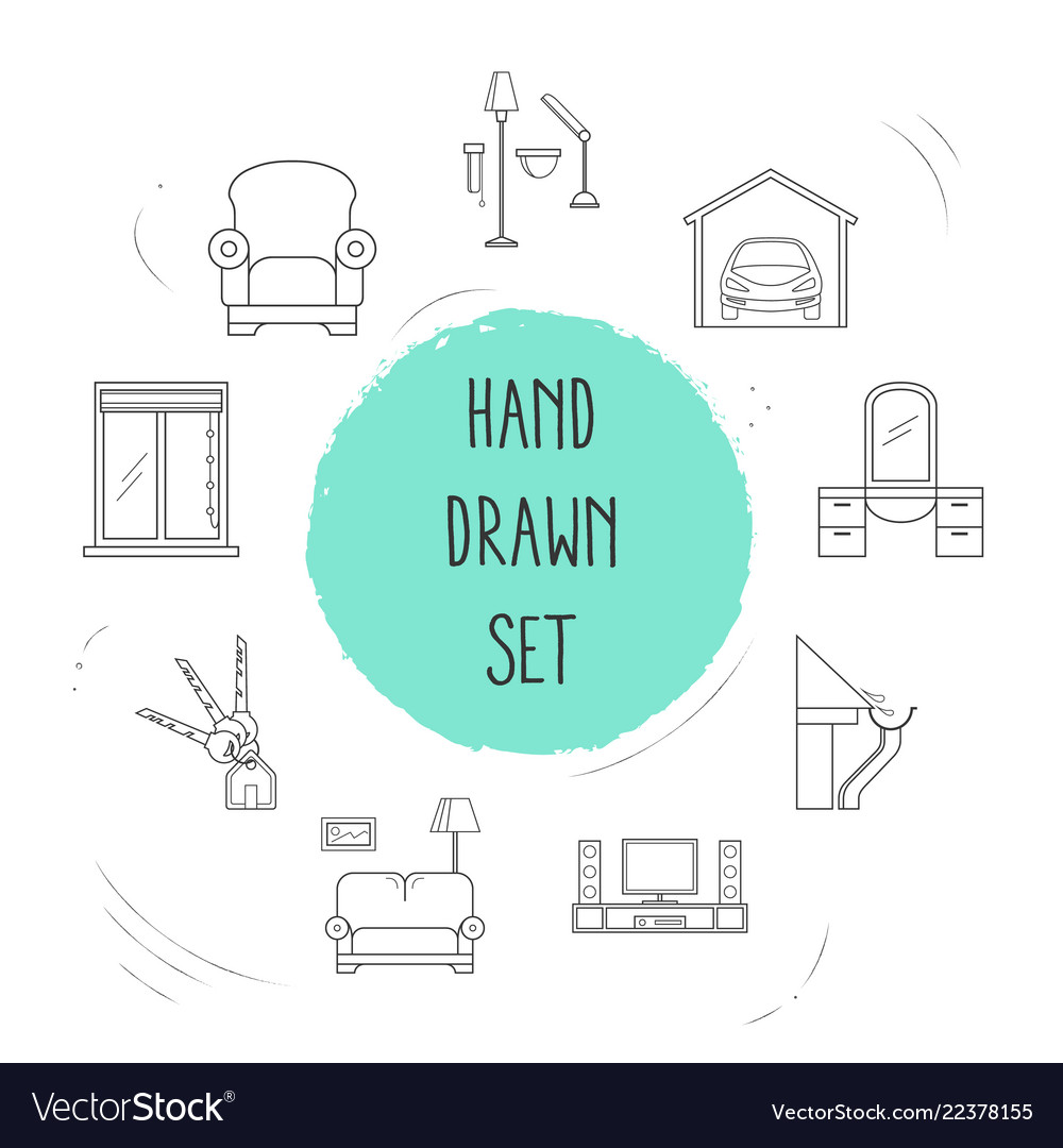 Set design icons line style symbols vector image Set design icons line style symbols