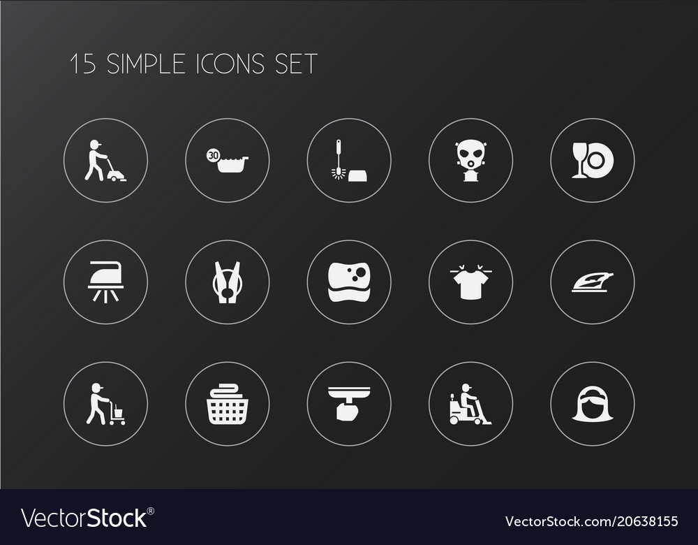 Set of 15 editable cleanup icons includes symbols vector image Set of 15 editable cleanup icons includes symbols