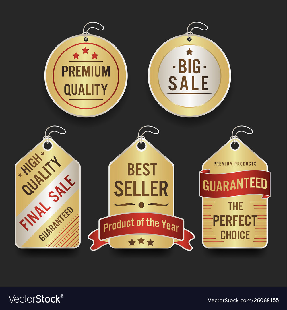 Set sale labels and banner luxury golden design