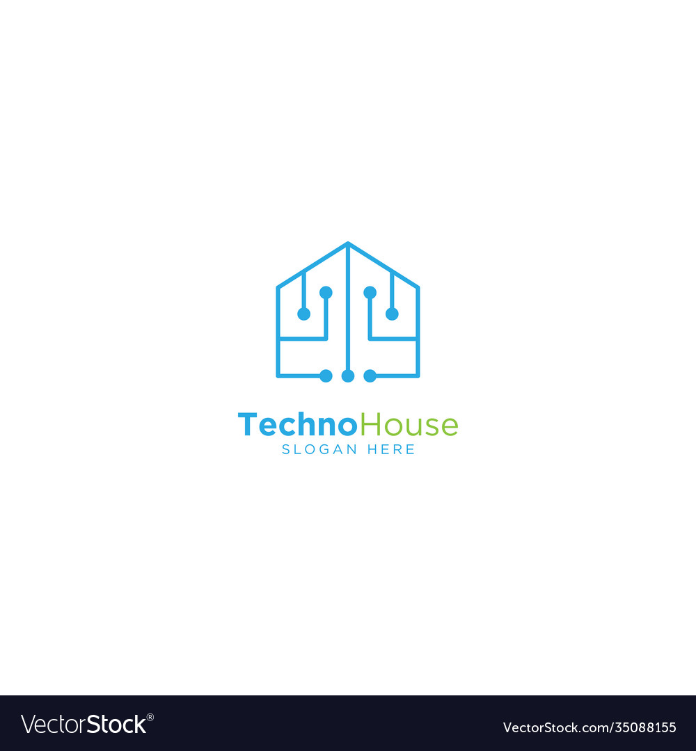 Smart home logo design with monoline style