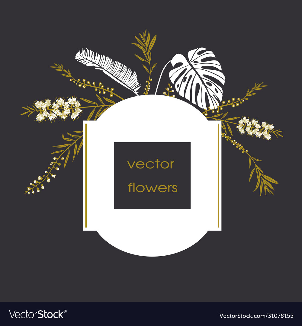 Weißer Rahmen mit einem Bouquet tropische Blumen vector image Weißer Rahmen mit einem Bouquet tropische Blumen