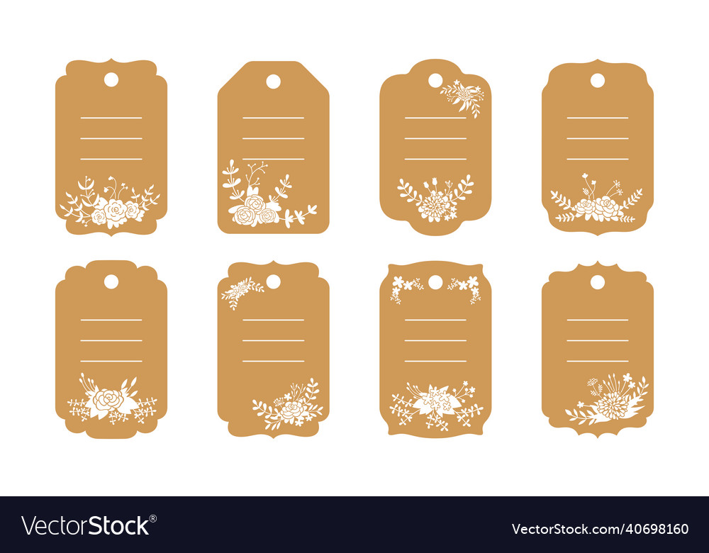 Blank labels template brown set craft flower tag Vector Image Blank labels template brown set craft flower tag Vector Image