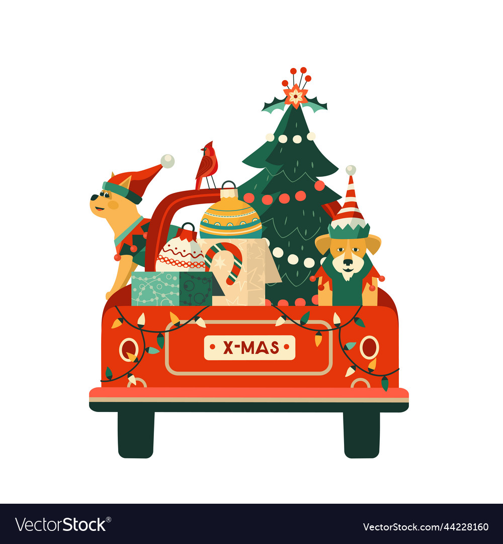 Christmas decoration in red truck cute