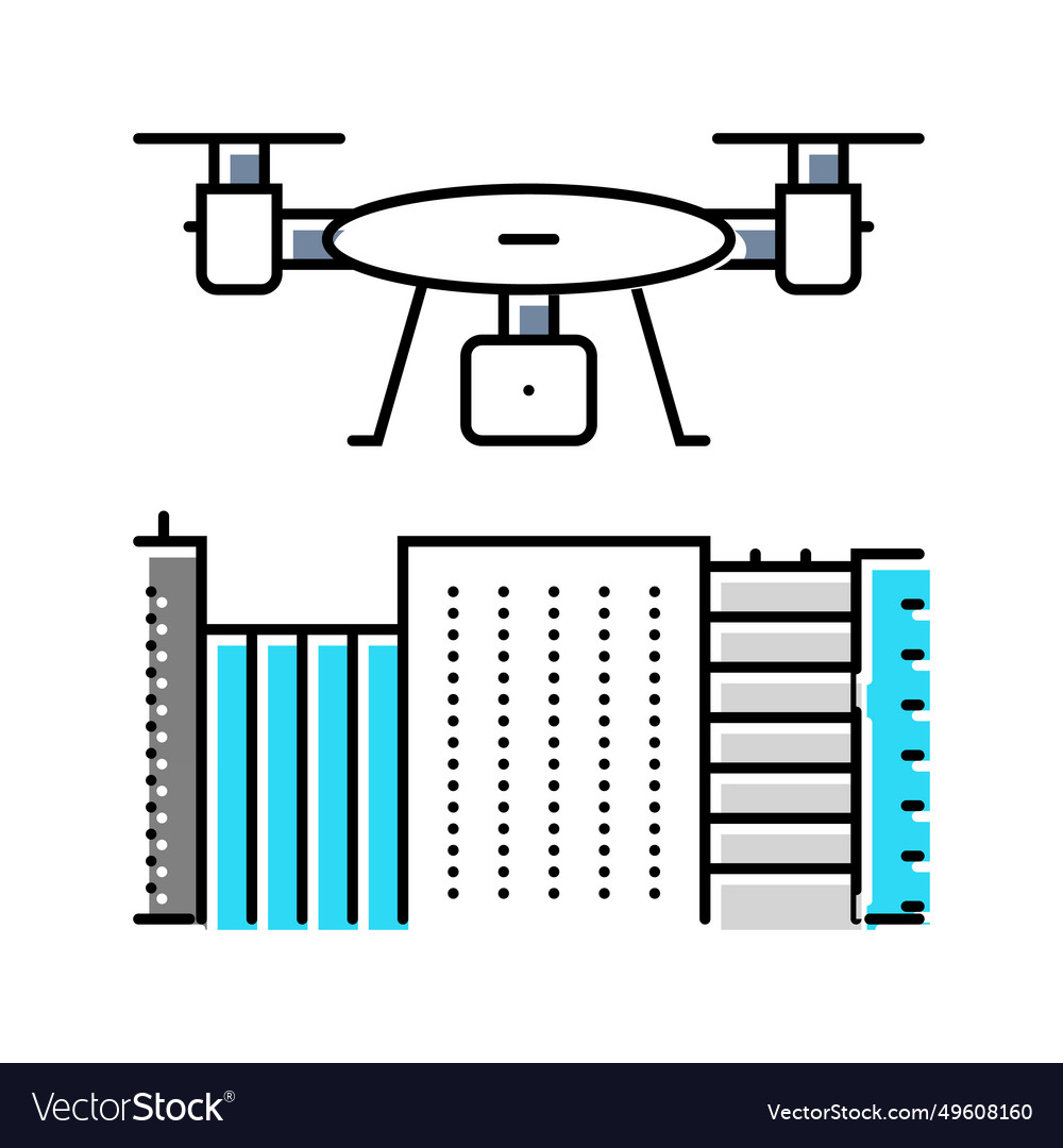 Drone mapping color icon vector image Drone mapping color icon