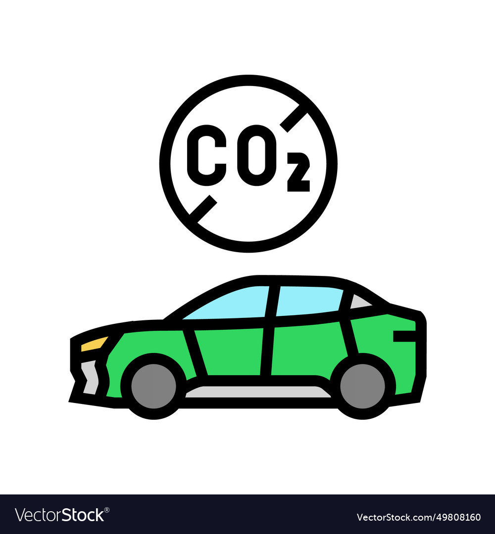 Emission free car carbon color icon