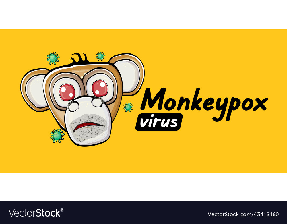 Funny monkeypox virus horizontal banner Royalty Free Vector