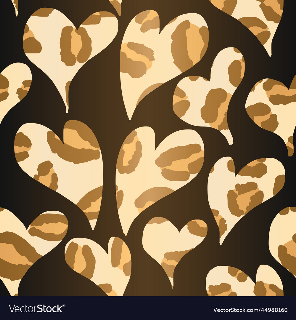 Heart leopard print repeat pattern vector image Heart leopard print repeat pattern