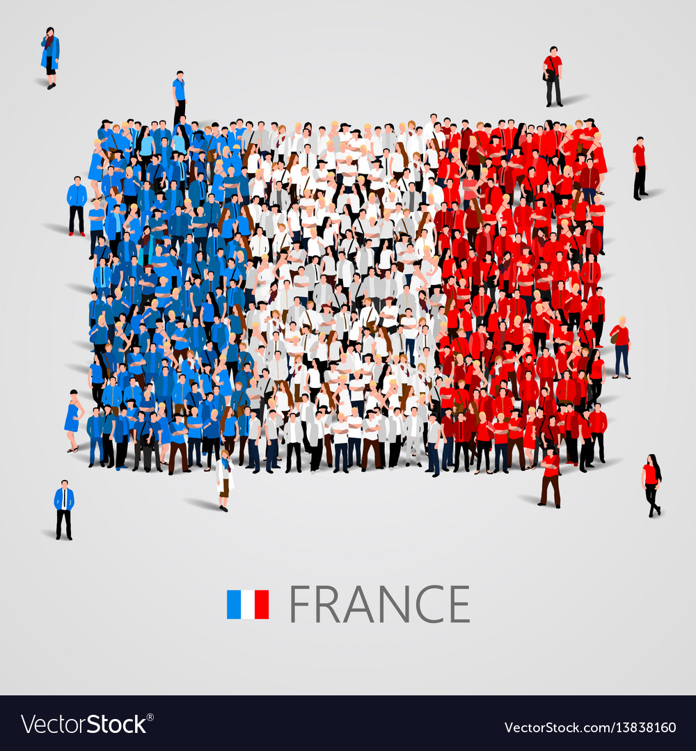 Large group of people in the france flag shape Vector Image