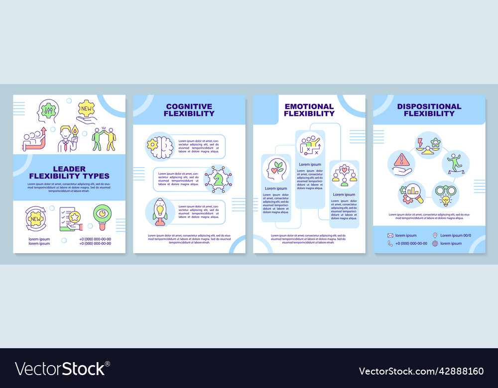 Leader flexibility types blue brochure template Vector Image