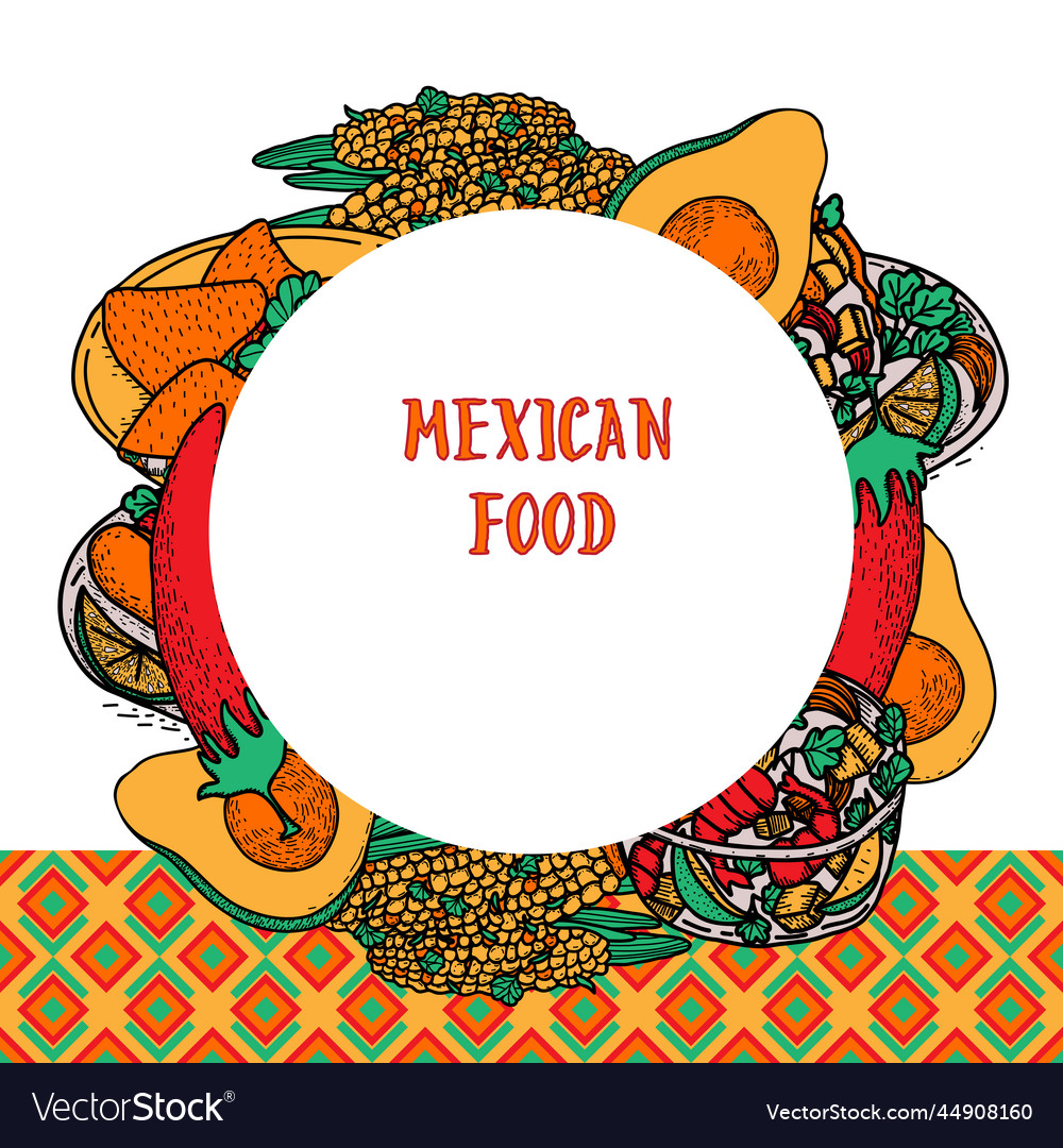 Mexican food banner hand drawn latin american