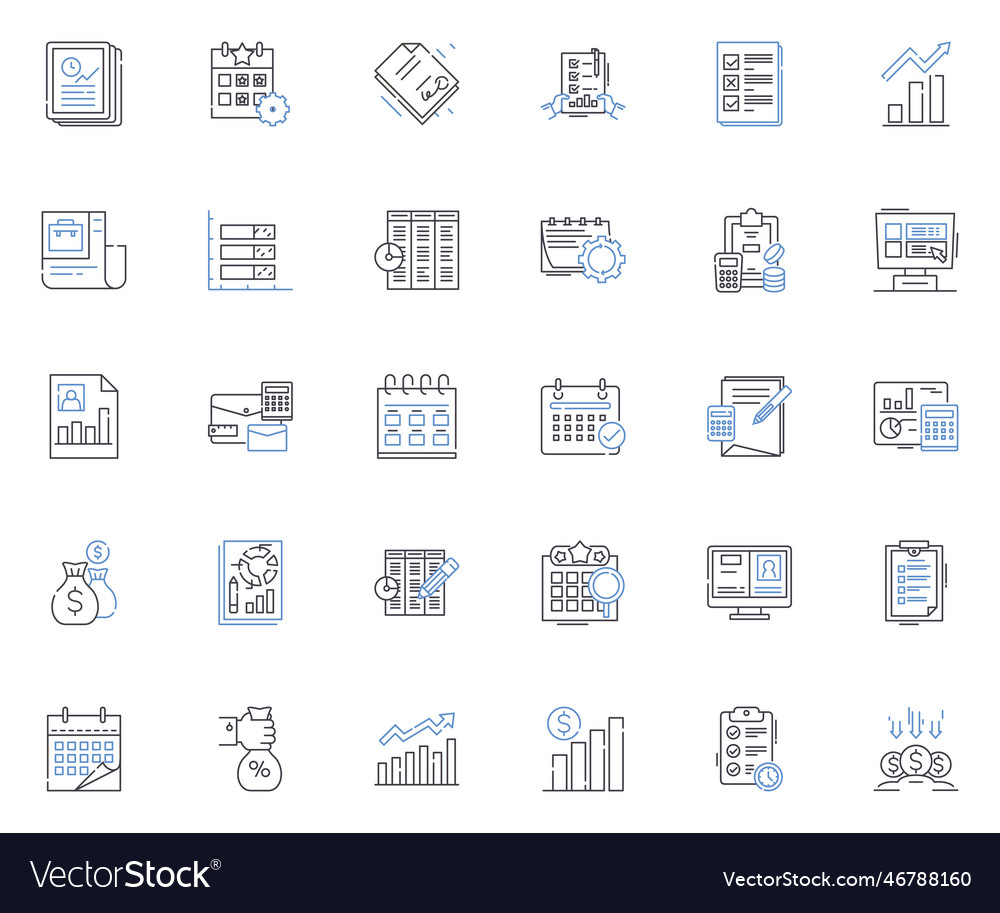 Note pad - notebook line icons collection statiry vector image Note pad - notebook line icons collection statiry