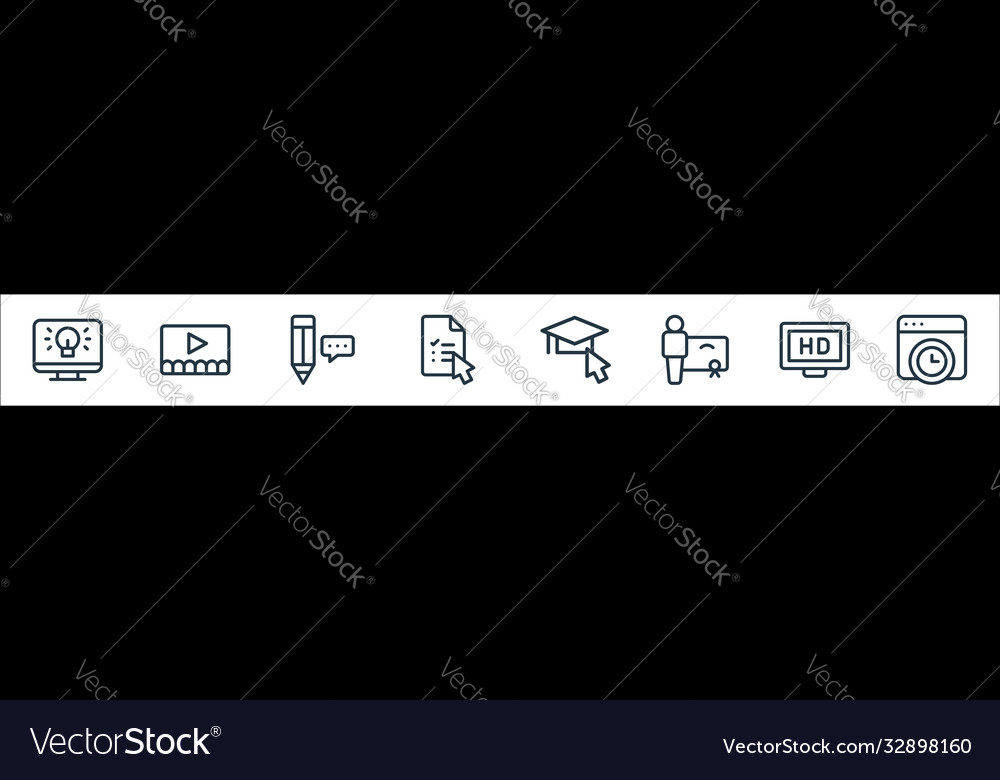 Online learning line icons linear set quality