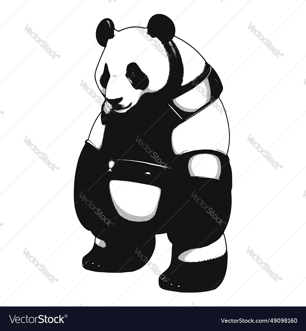Panda silhouette im manga style auf weiß