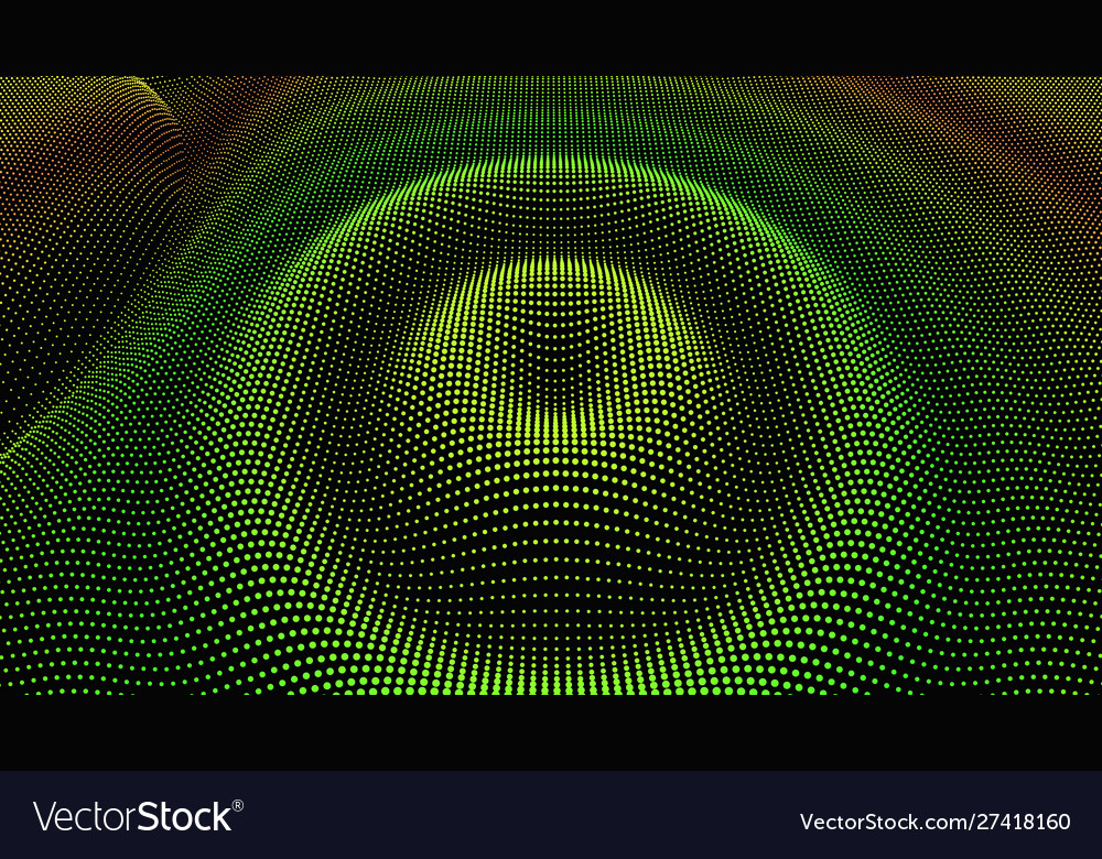 Particle 3d wavy ripple effect color grid surface