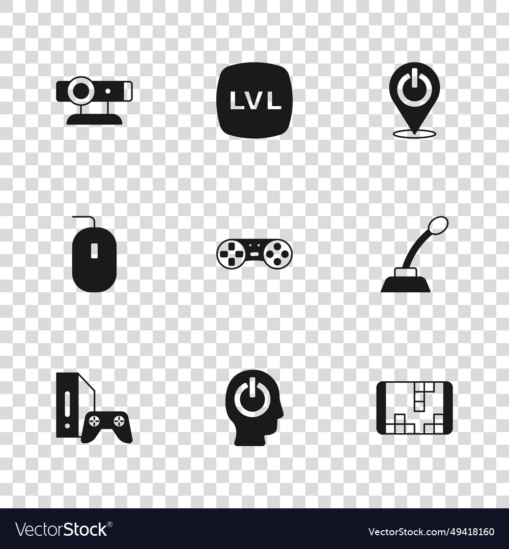 Set power button microphone portable video game Vector Image Set power button microphone portable video game
