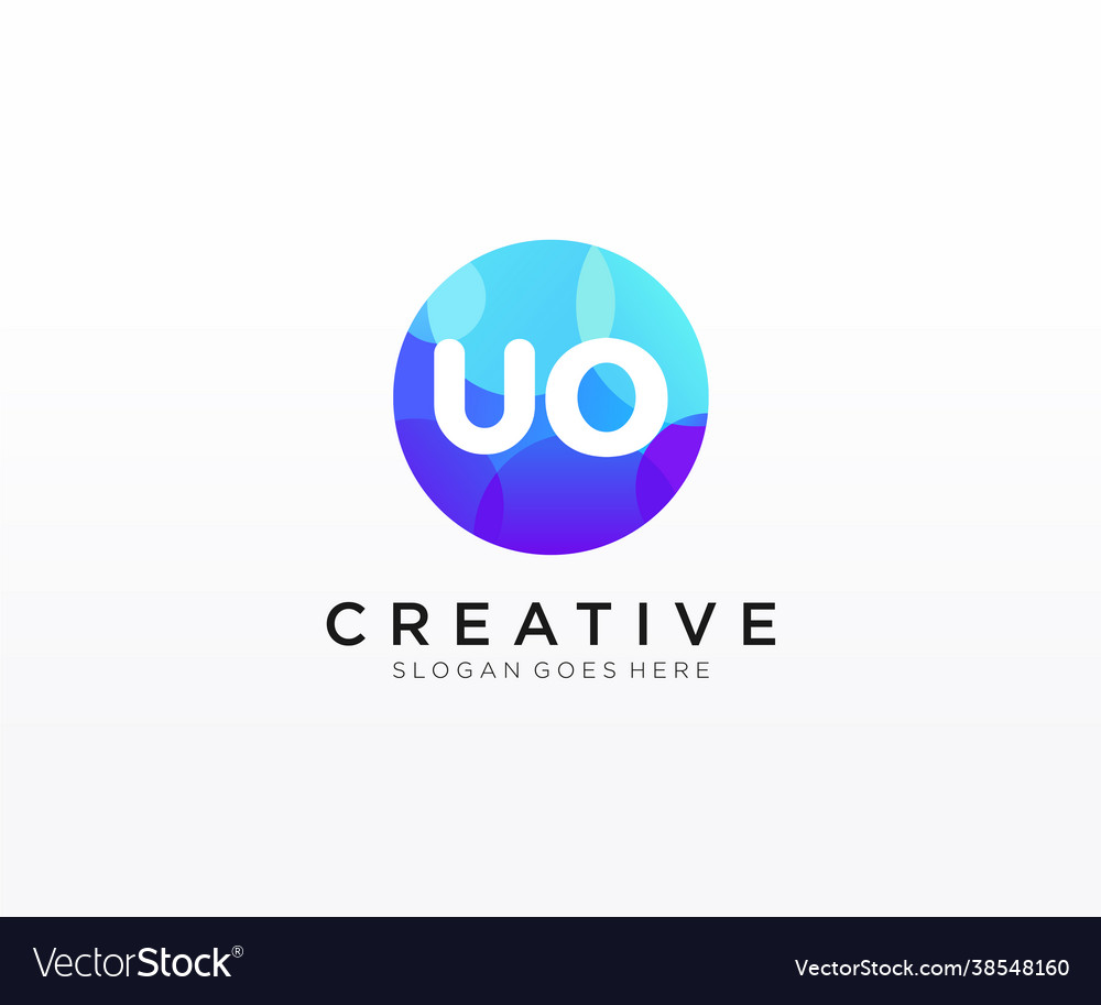 Uo initial logo with colorful circle template