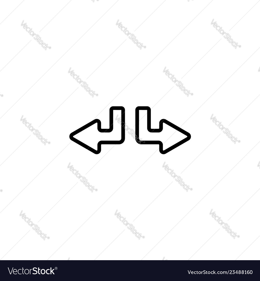 Web line icon arrows down-left and down-right
