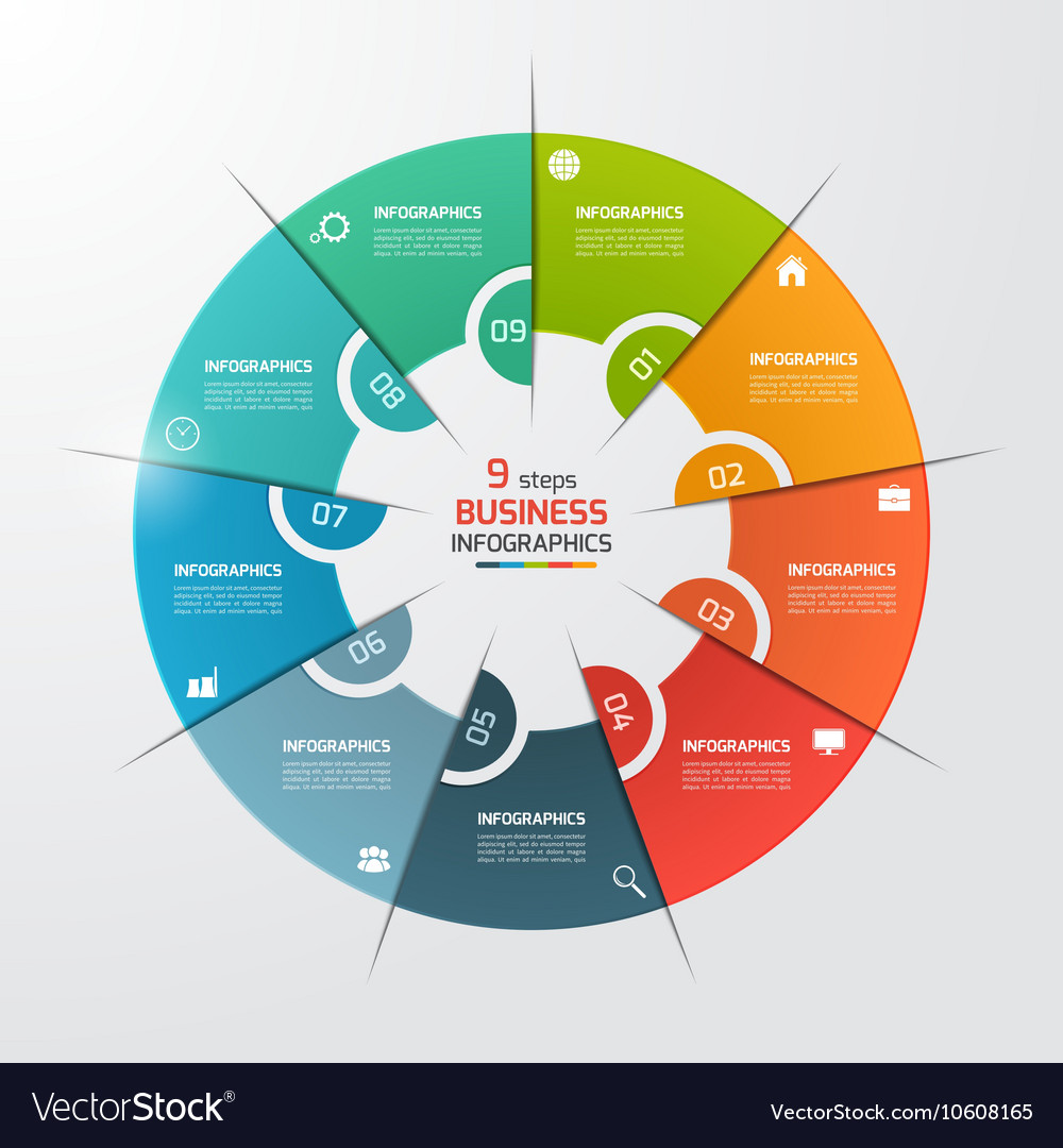 Circle Infographic Template With 9 Options Vector Ima