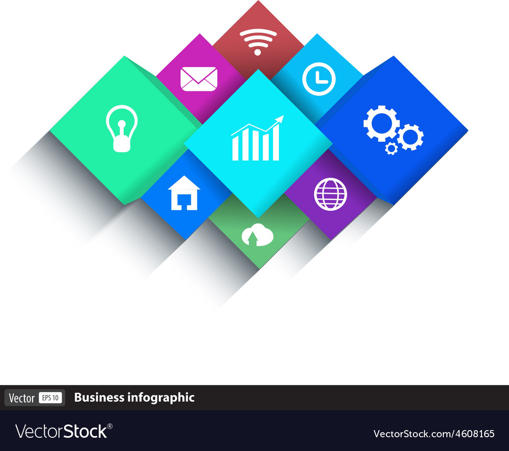 Cube box for business concepts with icons
