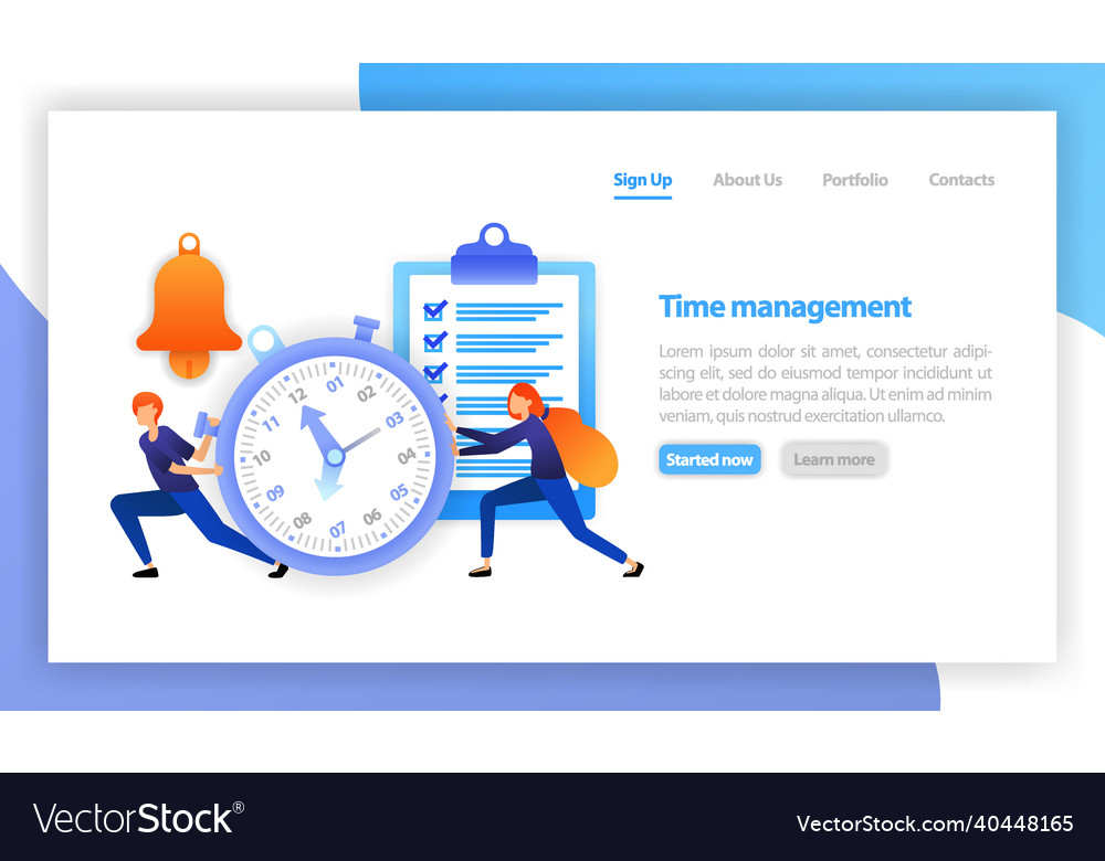Flat for web banner landing page mobile save time